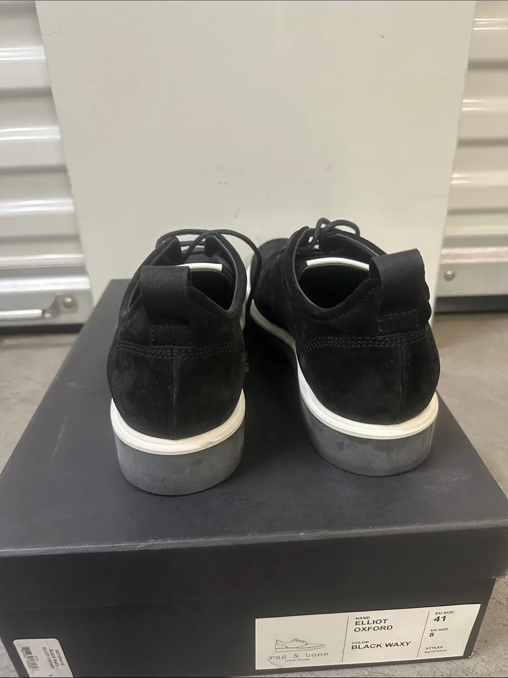 rag & bone Black Suede Derby Shoes with White Sole